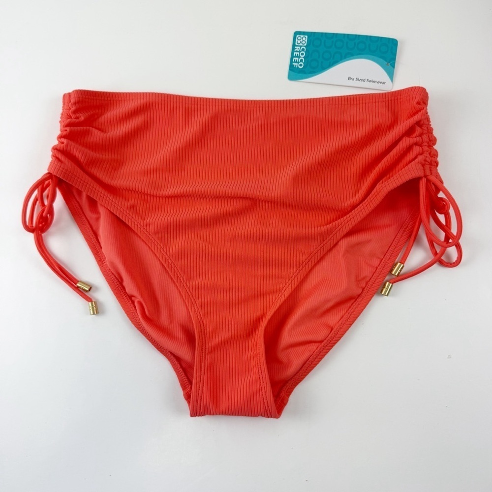 Coco Reef Bikini Bottom Womens XL Coral Ribbed Side Tie Swim NWT